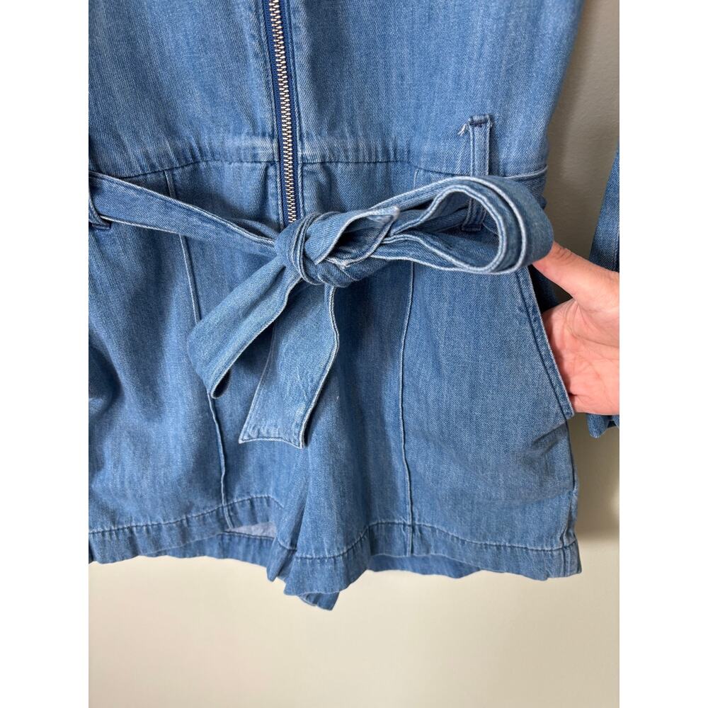 Veronica Beard Jean Denim Long Sleeve Zip Front Romper Blue S - Picture 4 of 10
